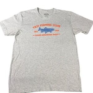 YETI T-Shirt Mens Large Fishing Club Gray Short Sleeve Graphic Tee Texas